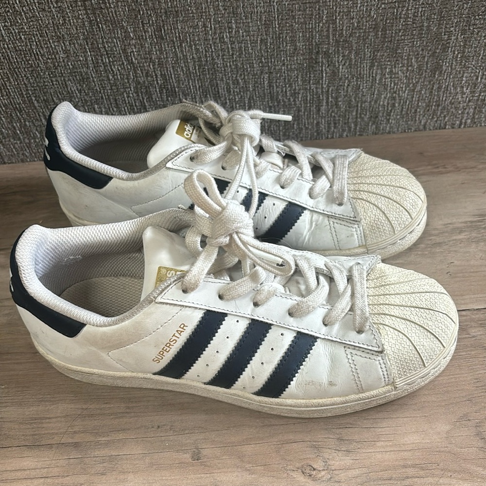 Adidas superstar sneakers navy blue & white